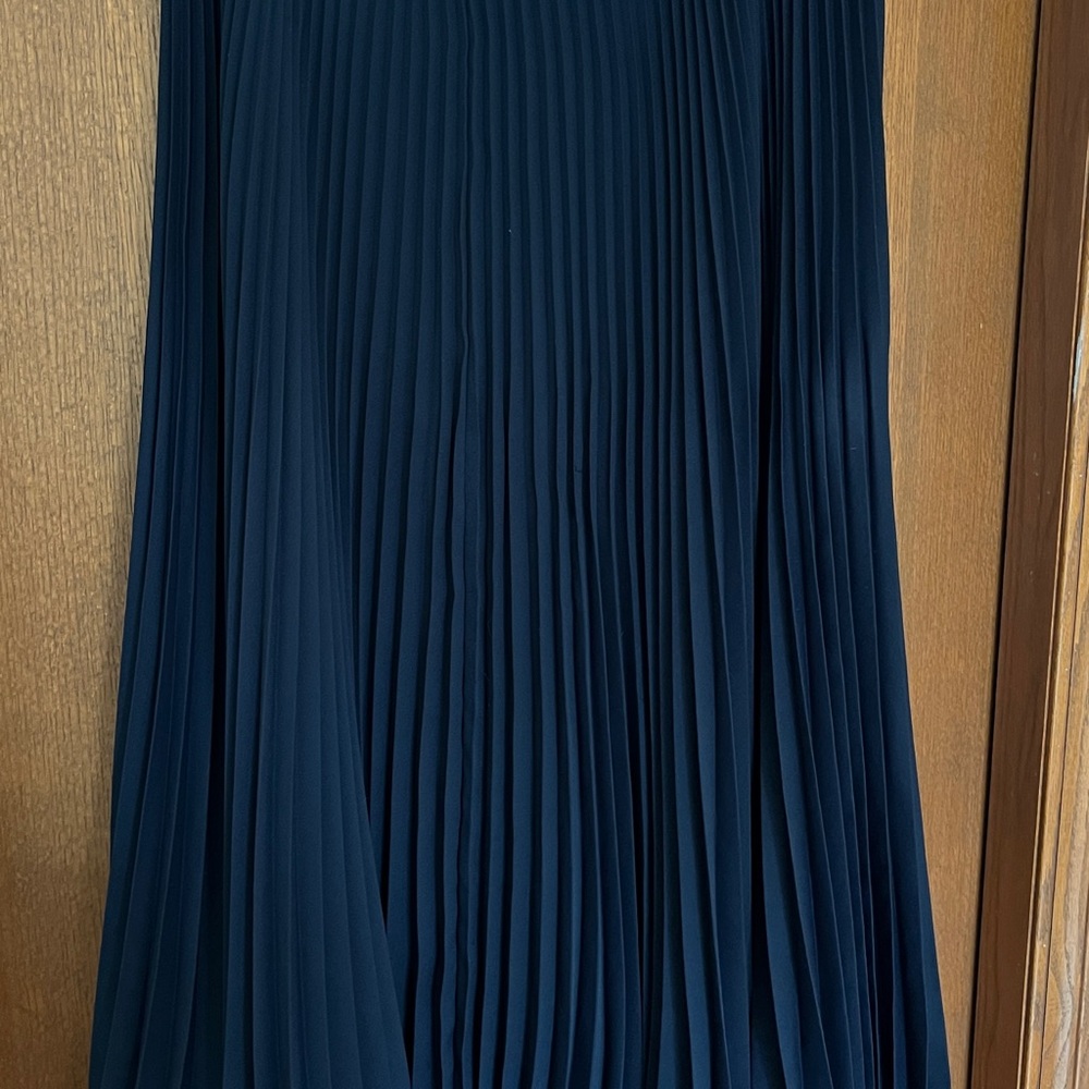 Tory Burch Navy Pleated Skirt